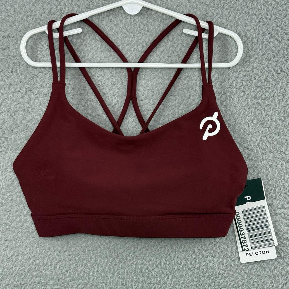 Peloton Women's Cadent Shimmer Glaze Strappy Elevate Bra‎ CG2 Maroon XS NWT